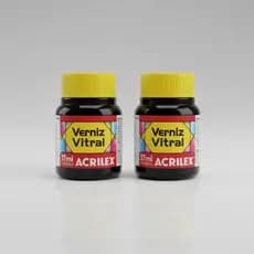 Kit com 2 Verniz Vitral Acrilex - Vermelho Fogo 507 - 37ml Perfeito para Copos Garrafas Vasos Outras
