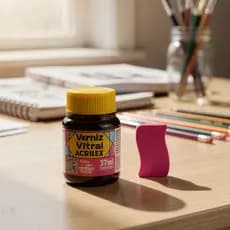 Verniz Vitral Acrilex 37ml 537 Rosa Perfeito para Copos Garrafas Vasos e Outras Perfeito para Copos