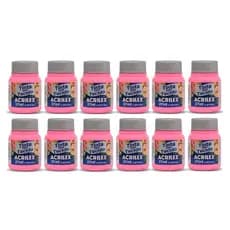 Kit Com 12 Tintas Para Tecido Fosca 37ml Acrilex - Rosa 537 Fixação Frio Alta Cobertura Recomendado