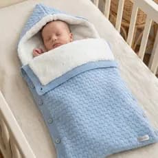 Saco de Dormir Bebê Cobertor de Tricô Colmeia Forrado Fio Antialérgico Medida 75x44cm