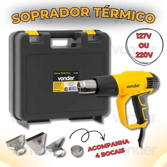 Soprador Térmico 2000W Vonder Profissional Ar Quente Com Maleta Acessórios 2 Velocidades Uso Geral