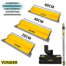 Kit Desempenadeira Para Massa Corrida 25cm 40cm e 60cm Com Suporte e Cabo Extensor Vonder