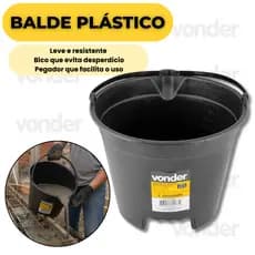 Balde Plastico Para Concreto 12L Com Bico E Pegador Vonder Leve Resistente Construção Civil Tops