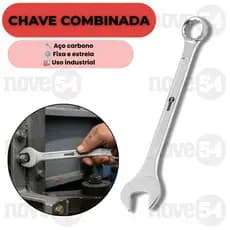 Chave Combinada 24mm Aço Carbono Cromada Fosca Industrial Para Porcas e Parafusos Nove54