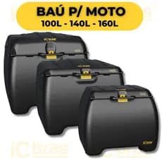 Baú Para Moto Entrega Delivery Carga Reforçado Grande Capacidade 100L 140L 160L Universal ICBRAS