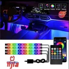 Kit 4 Barras LED Neon RGB Rítmico Carro Sensor Musical Controle App