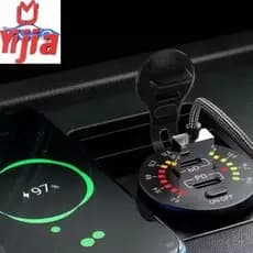 Carregador Veicular Inteligente QC 3.0 + PD: Display de Voltagem, Aviso de Alta Tensão e Botão On/Off!