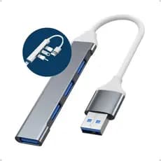 Hub USB 3.0 em Alumínio: Extensor de 4 Portas para Transferências de Alta Velocidade!