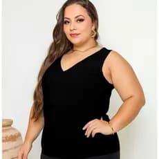 Blusa  Regata feminina  Decote V  super confortável e elegante pro dia a dia G1 G2 G3