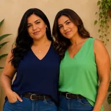 kit 2 Blusa Regata Plus Size Feminina Decote V Tecido Duna Confortável Leve Fresca Casual Elegante ✨