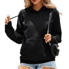 BLUSA MOLETOM FEMININA  de Frio Com Capuz Liso Básico Cordão Bolso Blusão Inverno Premium