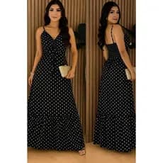 VESTIDO FEMININA LONGO BERSATIL alça posei bojo y ilastex em lãs costas tecido viscose sarilhado