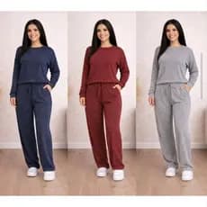 CONJUNTO FEMININA TECIDO MALHA RIBI Ideal Para Frio Posei Bolso Latear y Elástico em Cintura