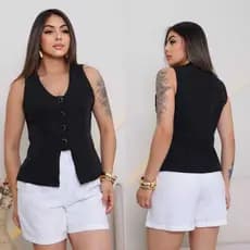 Coleta Social Feminina Elegante e Versátil Em Tecido Alfaiataria Premium Botões Forrados Novidade Moda 2026