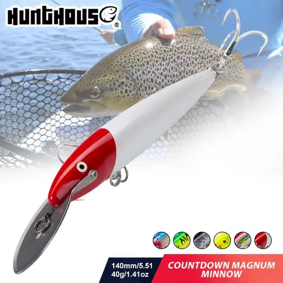 Hunthouse Contagem Regressiva Magnum Minnow Isca De Pesca Afundando Corrico Dura 140mm 40g Wobblers Água Salgada Artificial Para Blues Atum