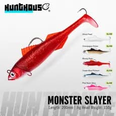 Hunthouse Monster Slayer 150g Gabarito Cabeça Isca De Pesca Macia 200mm Com Cauda De Remo Gancho Auxiliar Traseiro Para