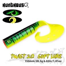 Hunthouse Torção 2.0 Isca De Pesca Macia Única Cauda Reboque Silicone Girando 153mm 28.5g 3 Pçs Pike Barsch Zander Acess