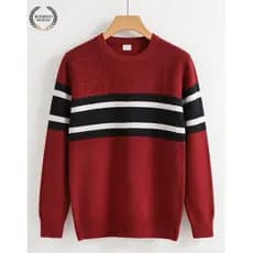 Suéter Masculino de Gola Redonda com Listras, Estilo Casual e Estiloso para Outono-Inverno