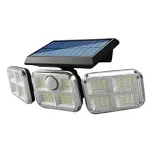 Refletor Com 3 Cabeçasde 120 Led Com Painel Solar E Sensor
