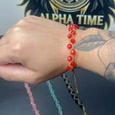Pulseira Charlotte com Detalhes Dourados | Artesanal Feminina | Pulseira Feminina | Presente Feminino Pulseira Delicada