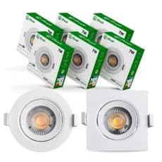 Kit 10 Luminárias Spot Led 7w Branco Embutir Direcionável Teto 6500K  3000K