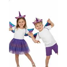 Fantasia Infantil Menina Kit Saia Tutu Asa Tiara Carnaval