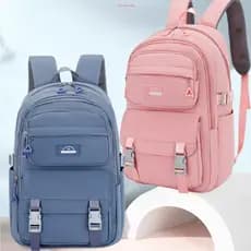 Mochila Feminina escola de nylon Impermeável com bolsa anti-furto na verso de mochila