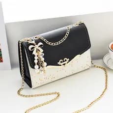 Modelo 9035, bolsa feminina de ombro em PU, estilosa com corrente