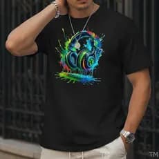 Camiseta Unissex Estilosa Premium Masculina Estampada Fone Gamer Street Camisa 100% Algodão 30.1