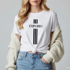 Camiseta Feminina Presente Premium Presente Emporio Listras Blusinha T-shirt Algodão Para Mulher