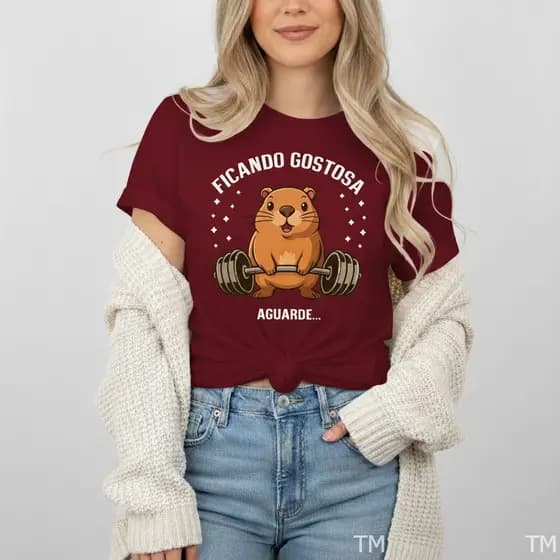 Camiseta Feminina Presente Premium Presente Academia Capivara Ficando Gostosa Para Mulher
