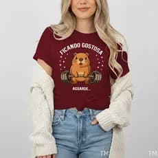 Camiseta Feminina Presente Premium Presente Academia Capivara Ficando Gostosa Para Mulher