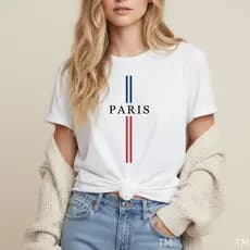 Camiseta Feminina Presente Premium Presente Paris Listras Blusinha T-shirt Algodão Para Mulher