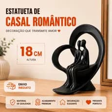 Estatueta Decorativa Enfeite Sala Rack Namorados Casal 18cm Presente Casal Relacionamento Romântico