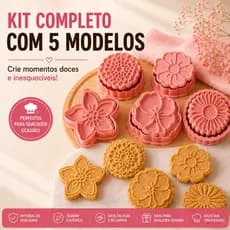 Kit 5 Cortadores De Biscoito Florais Flores Biscuit Massinha Bolacha