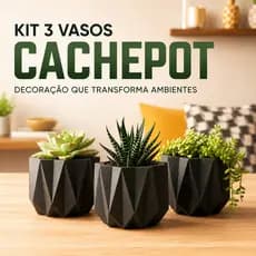3 Vasos Cachepot Moderno Suculentas Cactos Ervas Flores Presente Floricultura Plantinhas