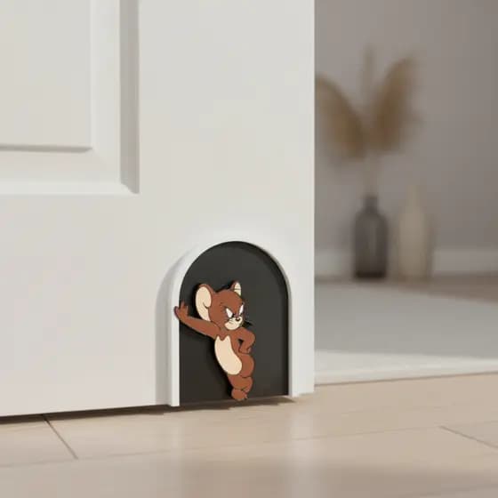 Portinha Decorativa Jerry Enfeite Criativo Rodapé Casa Preto Presente Sala Barato Lindo Perfeito