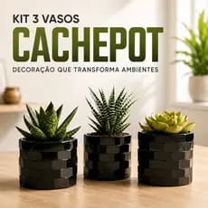 3 Vasos Cachepot Moderno Suculentas Cactos Ervas Flores Quad Florzinhas Floricultura Presente