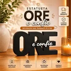 Enfeite Sala Rack Letreiro Decorativo Ore E Confie Moderno Enfeite Sala Rack Fé Cristão