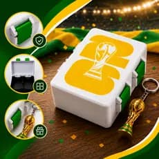 Caixa Maleta Porta Figurinhas Álbum Copa Mundo + Chaveiro