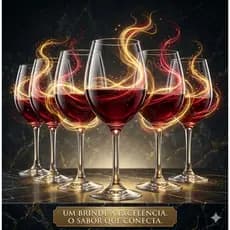 Jogo com 6 Taças de Vinho 350ml – Vidro Transparente