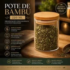 Pote De Vidro De Mantimentos 220ml Tampa De Bambu Hermético