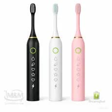 Escova Dentes Eletrica Sonic IPX7 Recarregavel 4 Refis Vibracao Limpeza Profunda 5 Modos  Velocidade