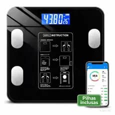 Balanca Inteligente Corporal Bioimpedancia Digital Bluetooth App Smart Integrado 180kg Pilhas Gratis