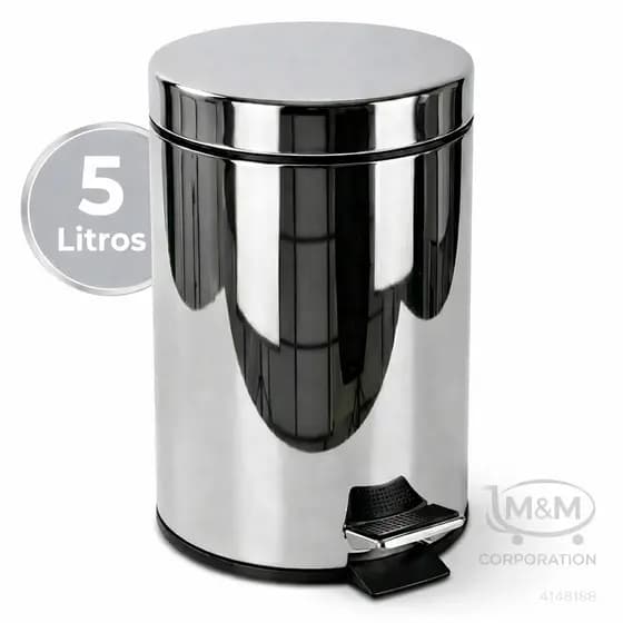 Lixeira Premium Inox 5 Litros Pedal Cesto Interno Removivel Lixo Banheiro Cozinha Escritorio  Lavabo