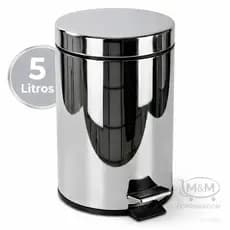 Lixeira Premium Inox 5 Litros Pedal Cesto Interno Removivel Lixo Banheiro Cozinha Escritorio  Lavabo
