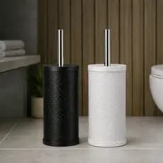Escova Sanitária Inox Limpeza Suporte Vaso Sanitário Privada Moderna Luxo Higiênica Aco Branca Preta