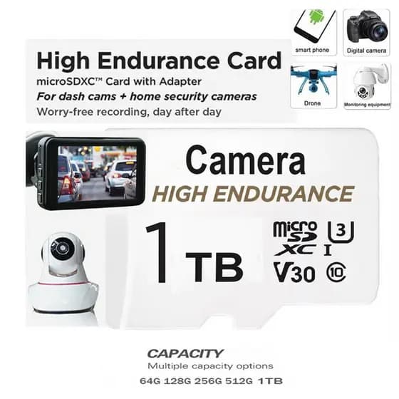 Novo Monitoramento De Vídeo De Resistência 256GB 1TB Micro Memória SD TF Cartão Para Smartphones Câmeras MP4 Jogo