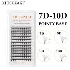 XIUSUZAKI Afiada Haste Estreita Ventiladores Pré-Fabricados Extensão De Cílios 0.07mm 7D-10D Base Pontiaguda Fina Fãs