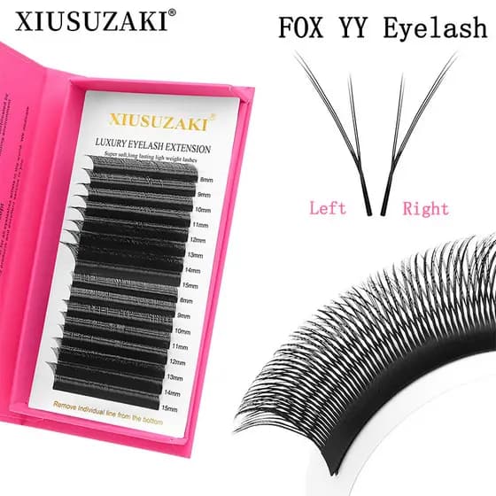 XIUSUZAKI Raposa YY Em Forma De Extensões De Cílios Preto Fosco Natural Duplo Triplo Dicas Postiços Pré-Fabricados Volum